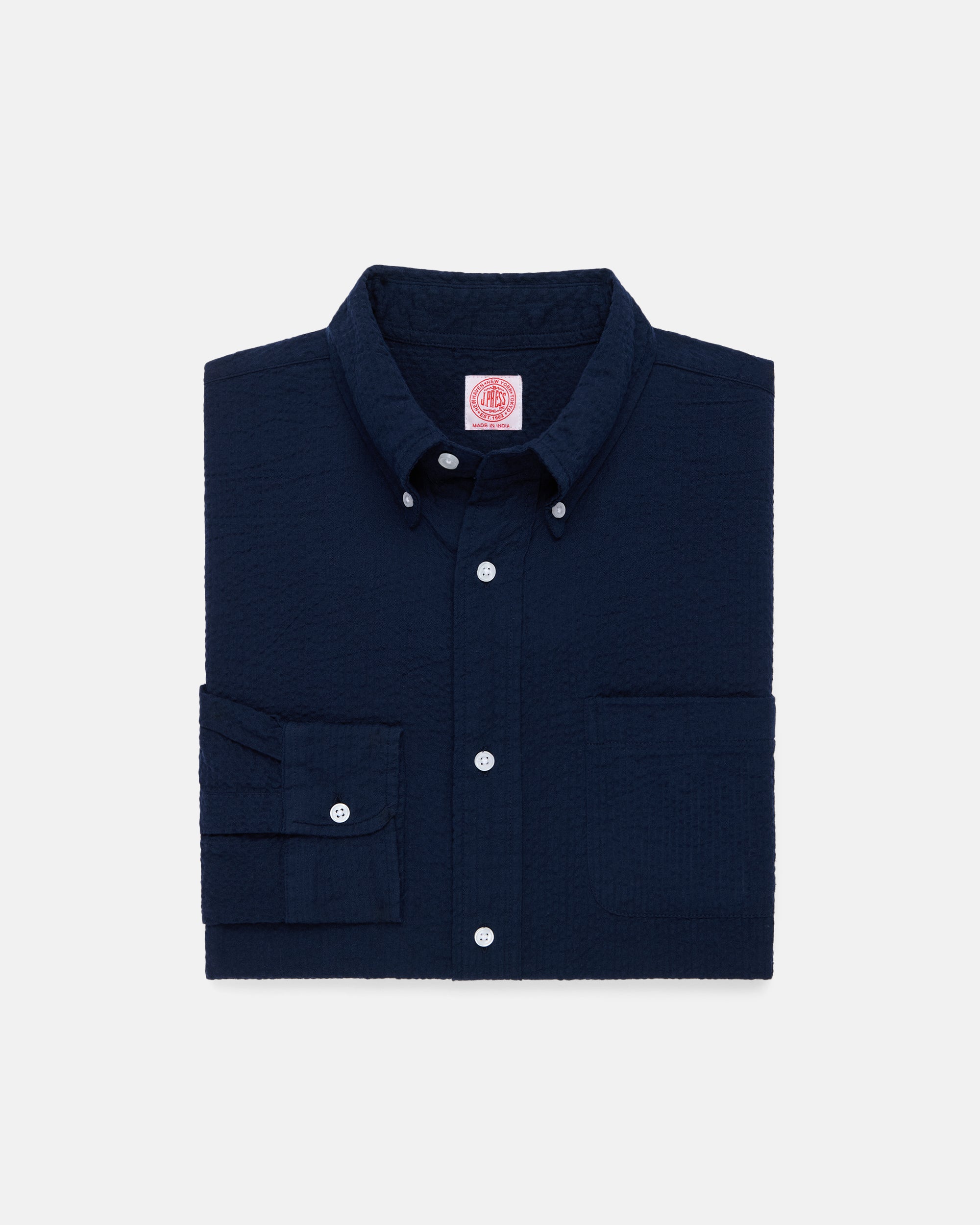 Navy Seersucker Sport Shirt - Classic Fit