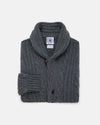 Made-in-Scotland Grey Shawl Collar Cable Knit Cardigan