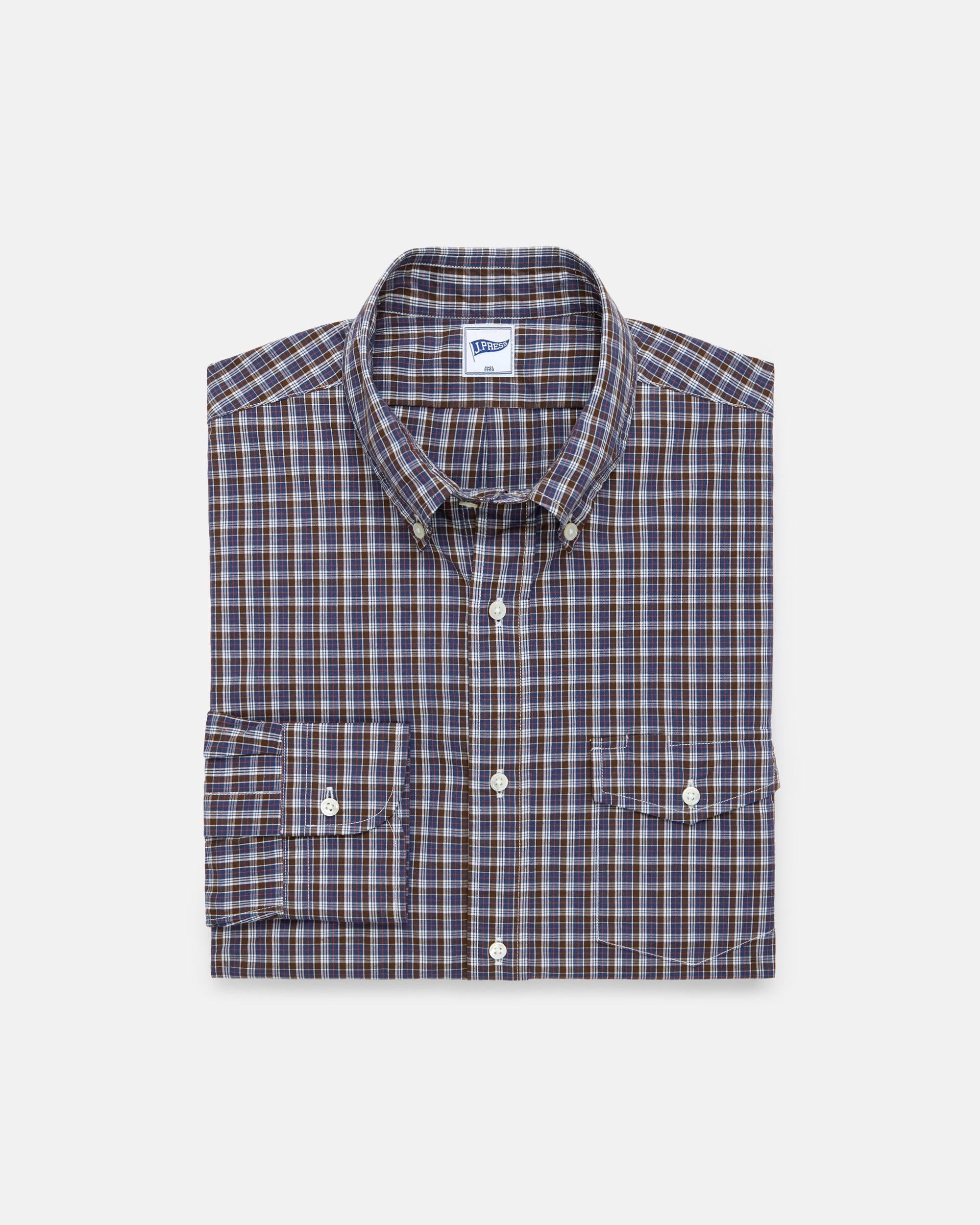 BROWN/BLUE MINI CHECK SHIRT
