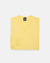Yellow Cotton-Cashmere V-Neck Sweater