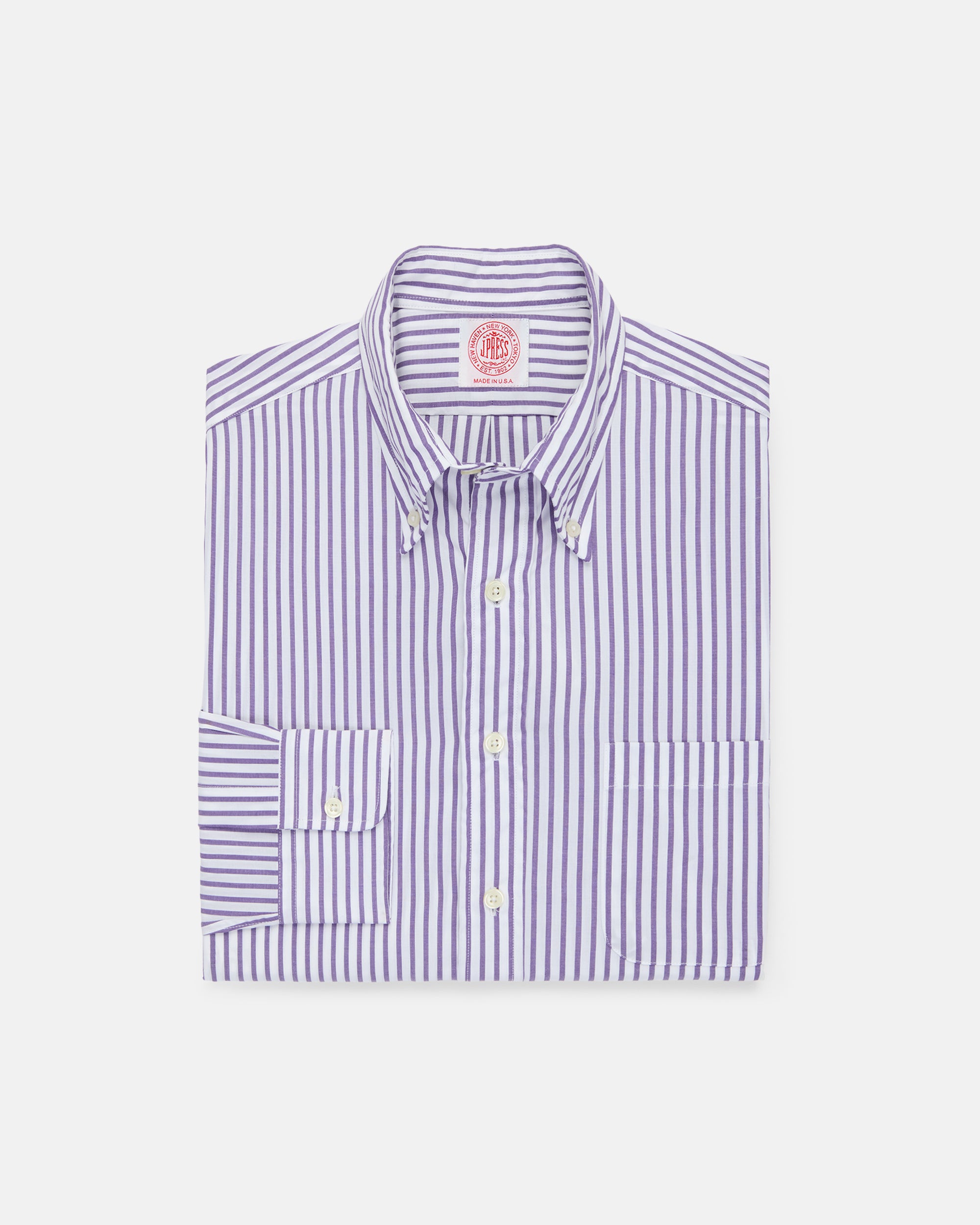 Made-in-USA Purple Butcher Stripe Button Down Shirt - Classic Fit