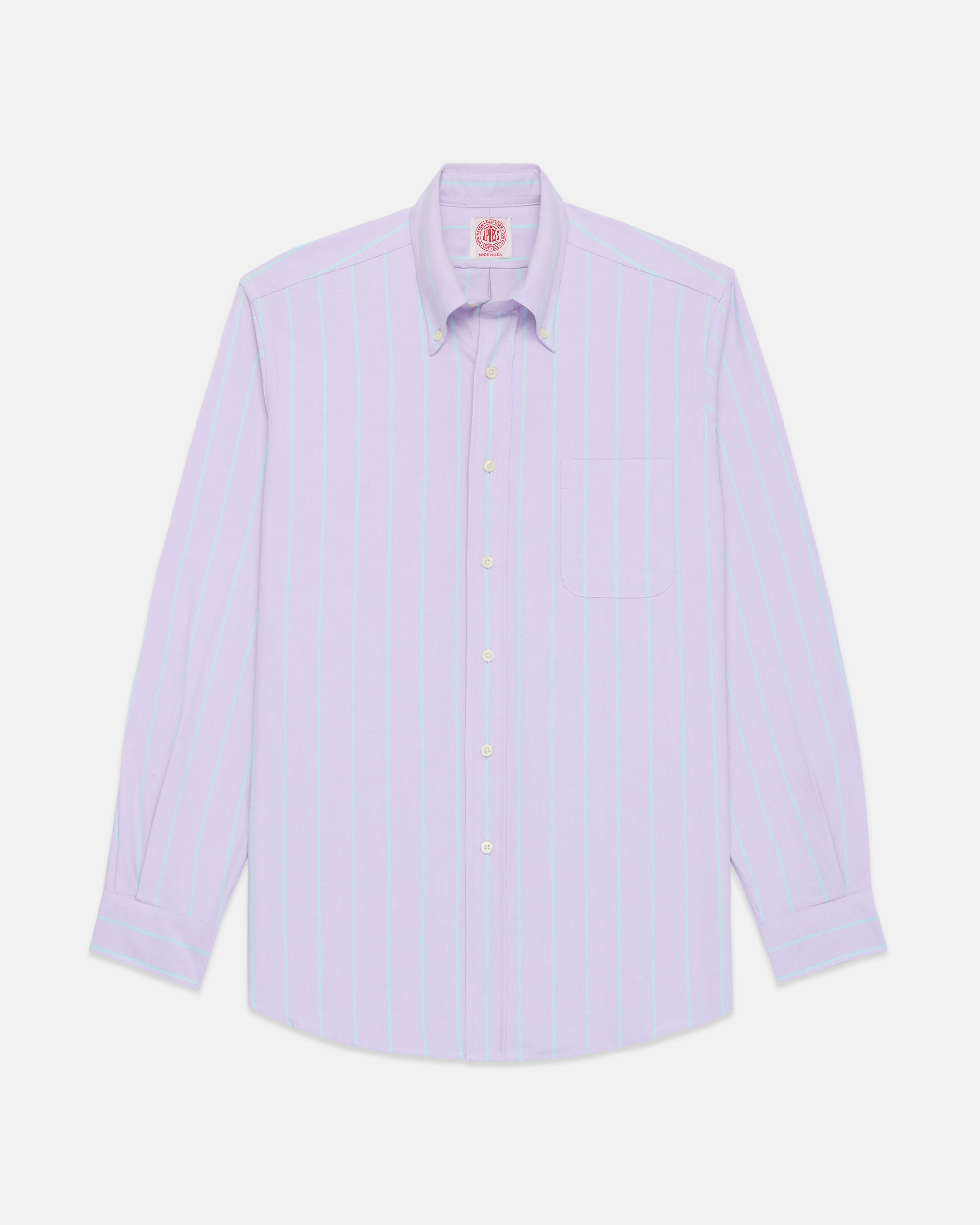 Made-in-USA Purple with Green Stripe Oxford Cloth Sport Shirt - Classic Fit