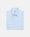 Made-in-USA Light Blue with Orange Stripe Oxford Cloth Sport Shirt - Classic Fit