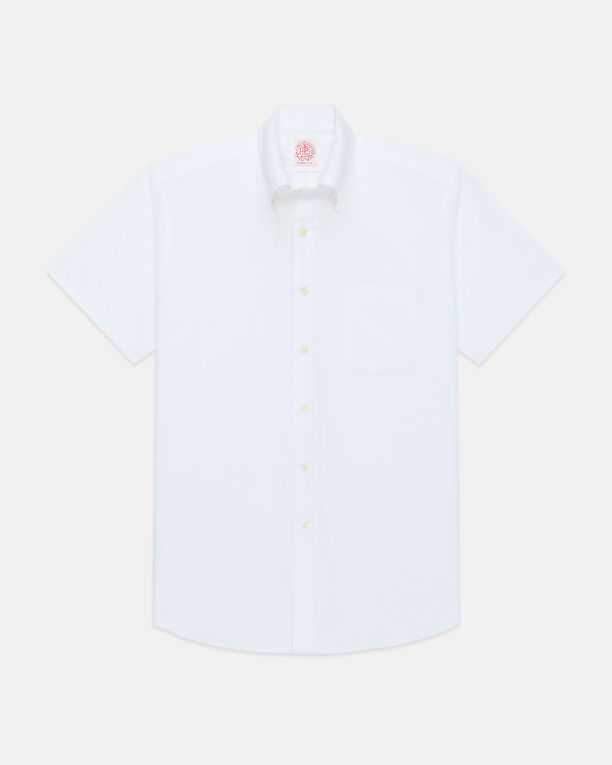 Made-in-USA White Oxford Cloth Short Sleeve Sport Shirt - Classic Fit