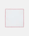 Made-in-Italy White with Red Edge Linen Pocket Square