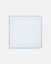 Made-in-Italy White with Light Blue Edge Linen Pocket Square