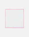 Made-in-Italy White with Pink Edge Linen Pocket Square