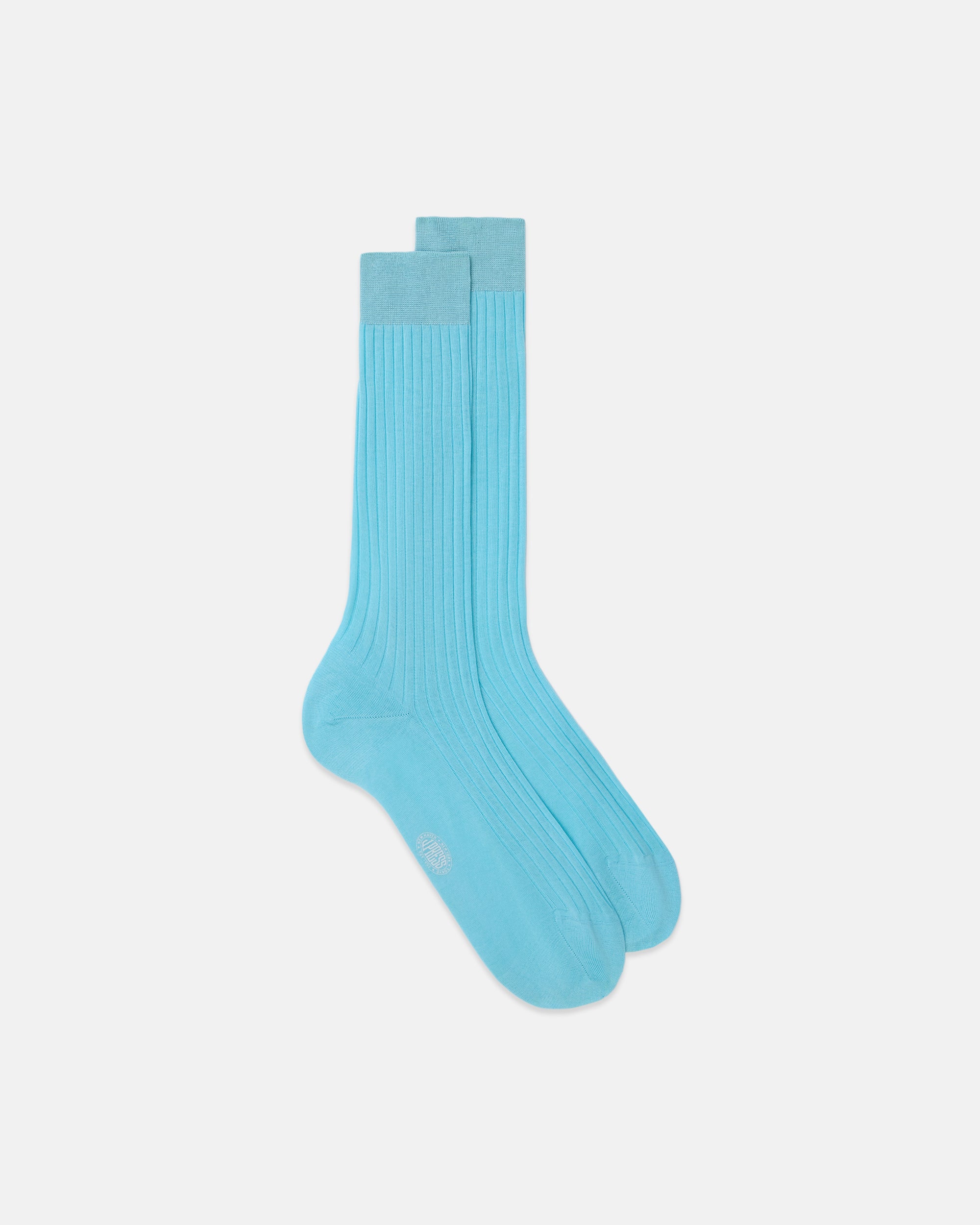 Made-in-Italy Turquoise Cotton Mid-Calf Socks