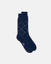 Made-in-Italy Navy Tonal Argyle Cotton Mid-Calf Socks