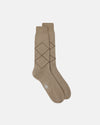 Made-in-Italy Tan Tonal Argyle Cotton Mid-Calf Socks