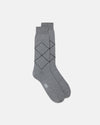 Made-in-Italy Light Grey Tonal Argyle Cotton Mid-Calf Socks