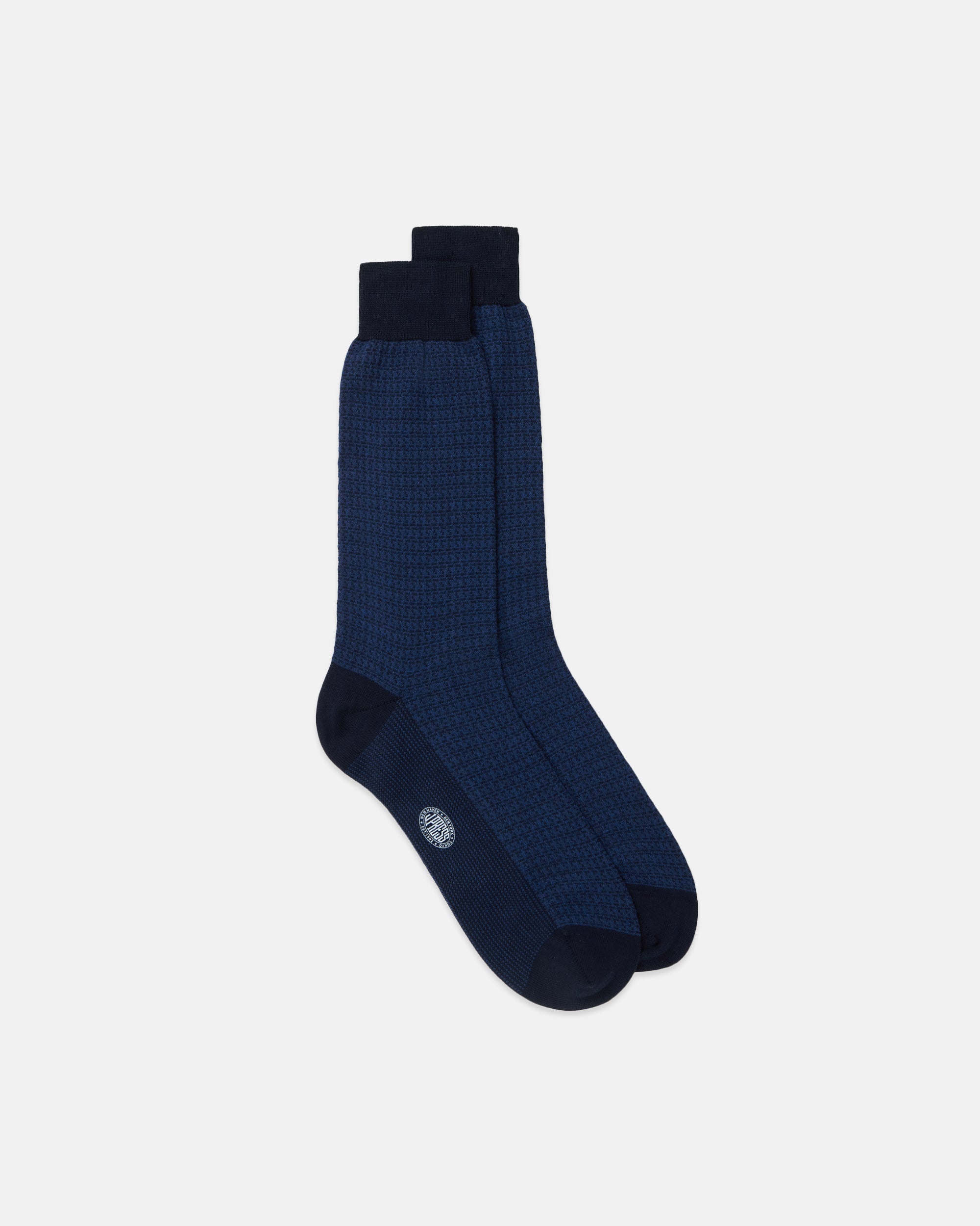 Made-in-Italy Dark Blue Houndstooth Cotton Mid-Calf Socks