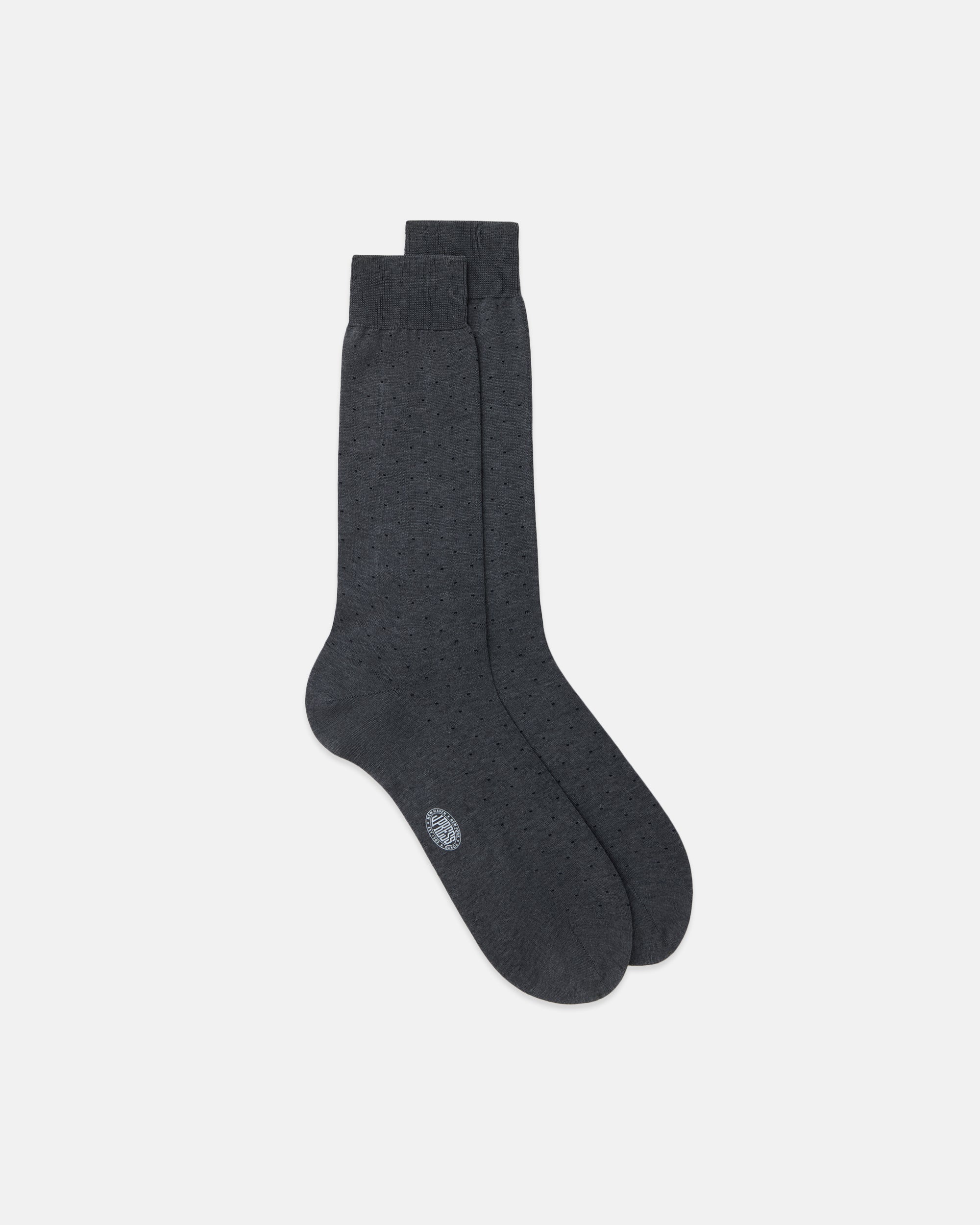 Made-in-Italy Grey Dot Cotton Mid-Calf Socks