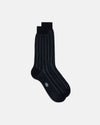 Made-in-Italy Navy Stripe Cotton Mid-Calf Socks