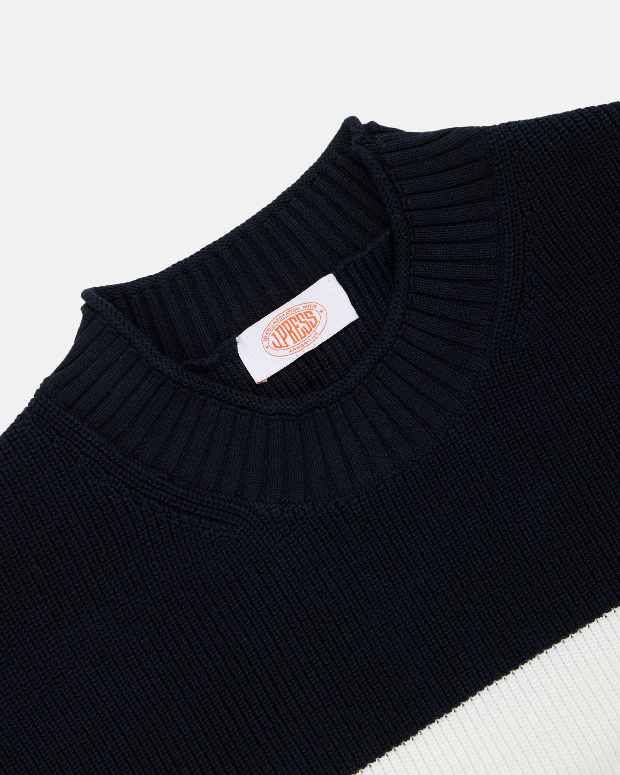 Black&White SPORT セーター Armor-Lux Navy Bold White Stripe Cotton Sweater