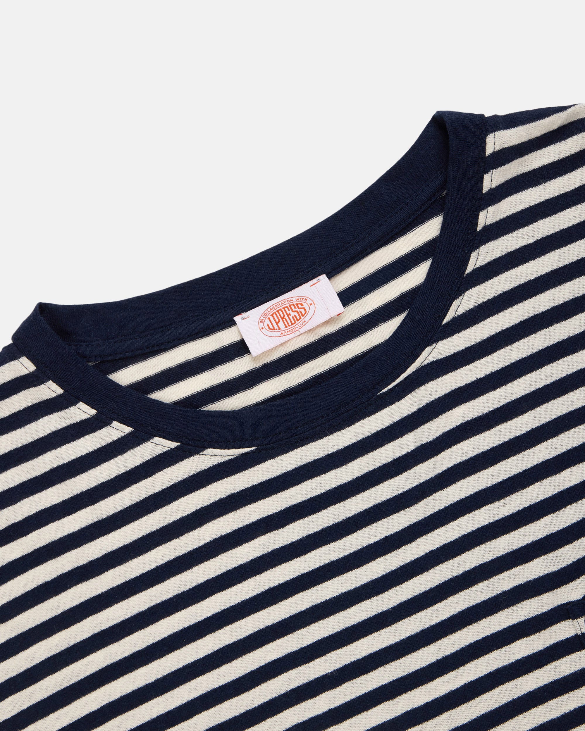 Armor-Lux Navy & White Stripe Cotton-Linen T-Shirt