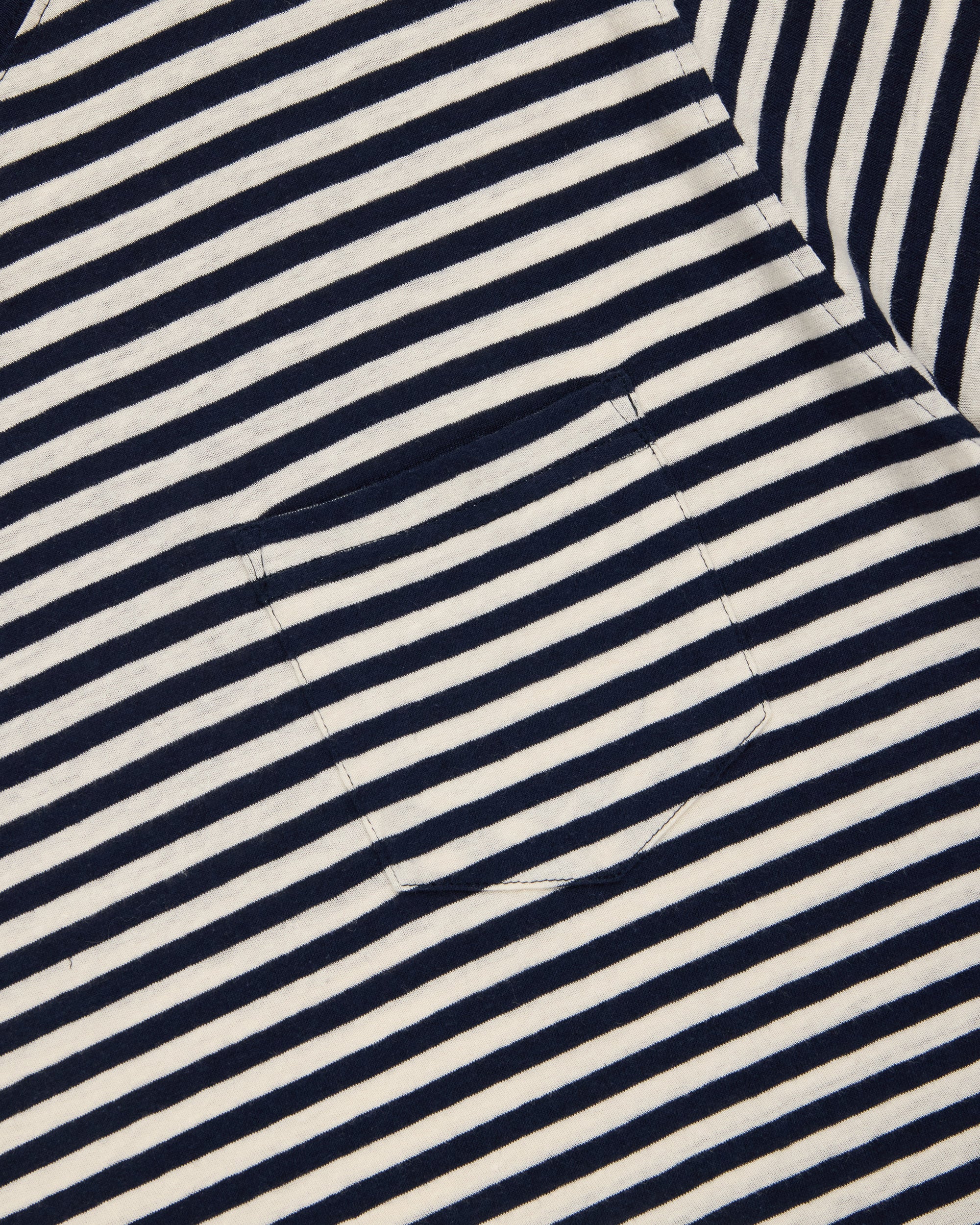 Armor-Lux Navy & White Stripe Cotton-Linen T-Shirt
