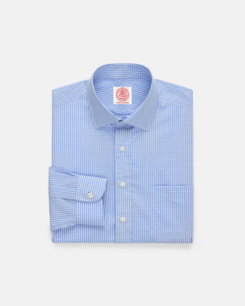Blue Gingham Spread Collar Dress Shirt - Classic Fit | J. PRESS
