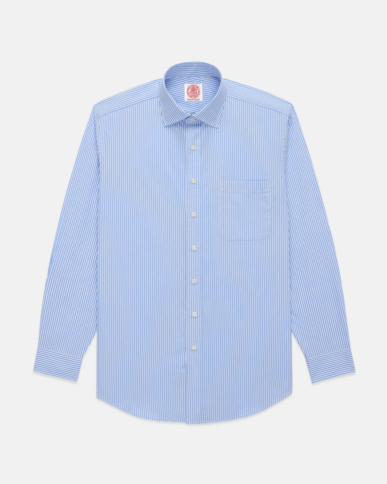 Made-in-Canada Light Blue Candy Stripe Spread Collar Dress Shirt - Classic Fit