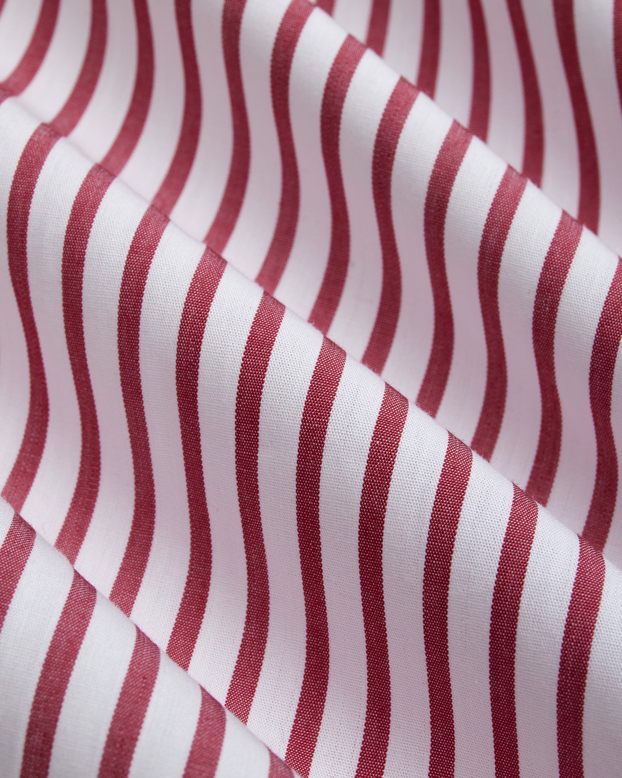 Made-in-Canada Dark Red Butcher Stripe Broadcloth Button Down