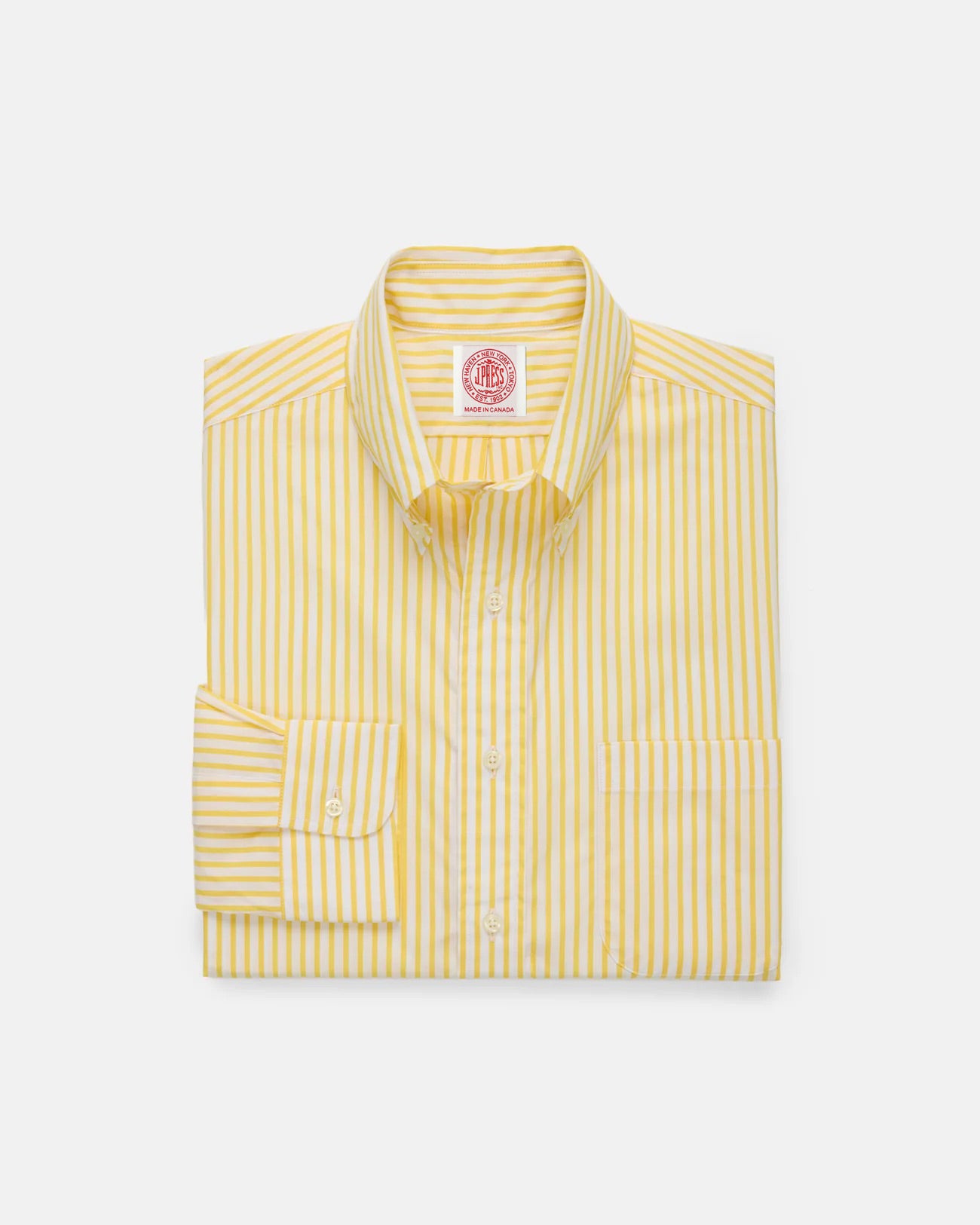 Made-in-Canada Yellow Butcher Stripe Broadcloth Button Down Shirt - Classic Fit