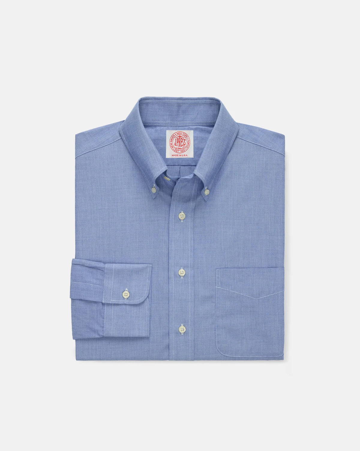Made-in-USA Blue End-On-End Button Down Shirt