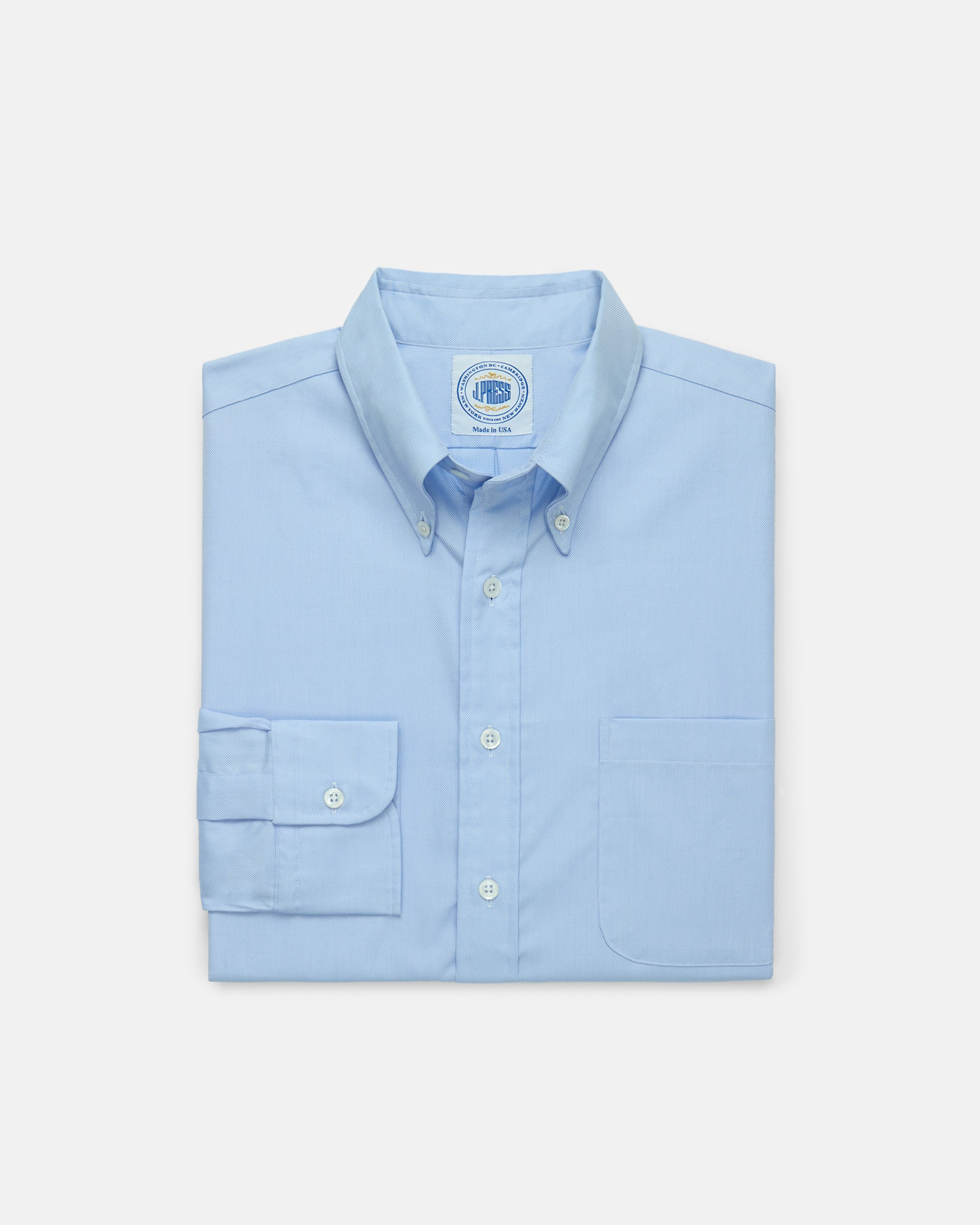 Made-in-USA Thomas Mason Blue Royal Oxford Button Down Shirt - Classic Fit