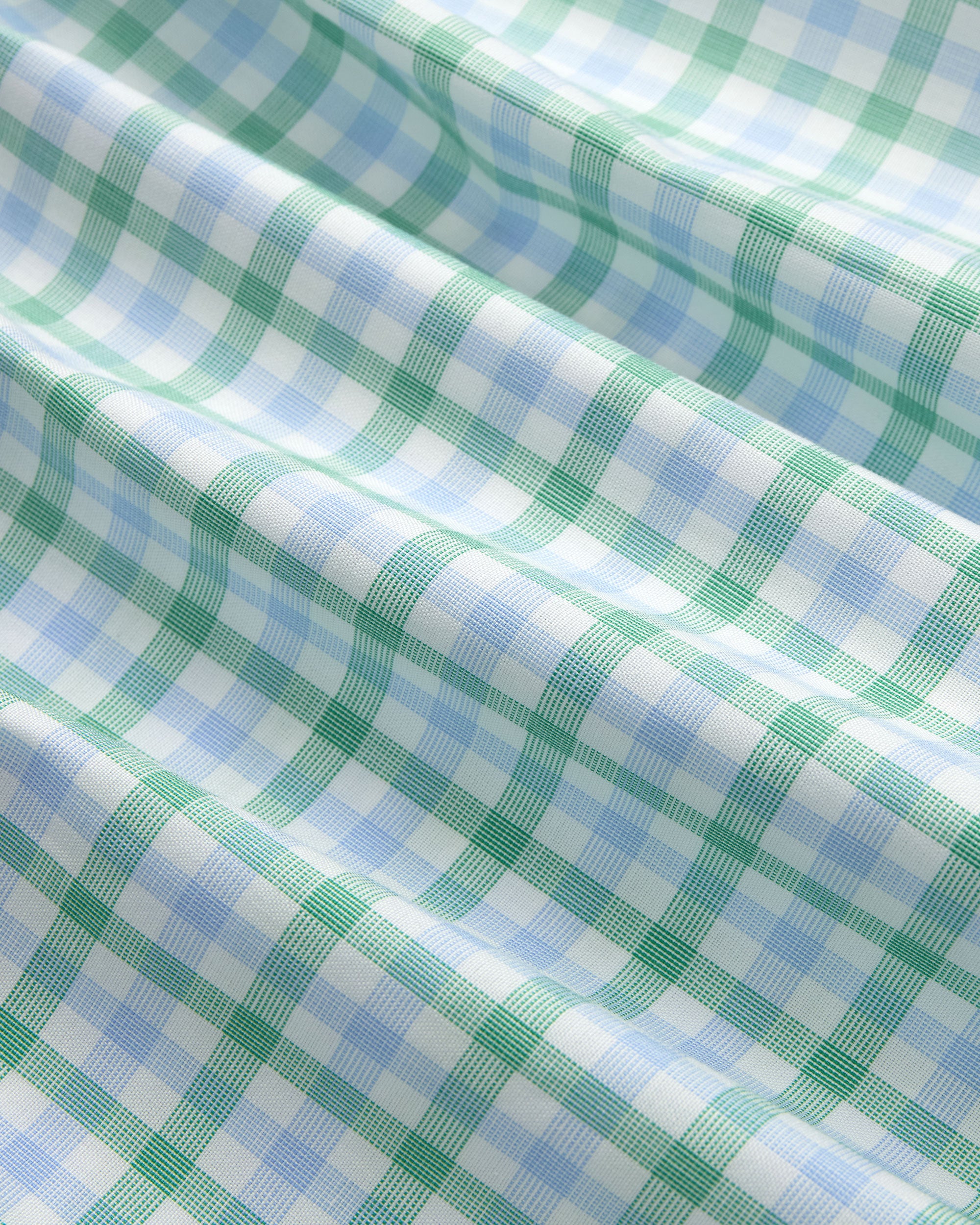 Made-in-USA Thomas Mason Blue and Green Tattersall Button Down Shirt - Classic Fit