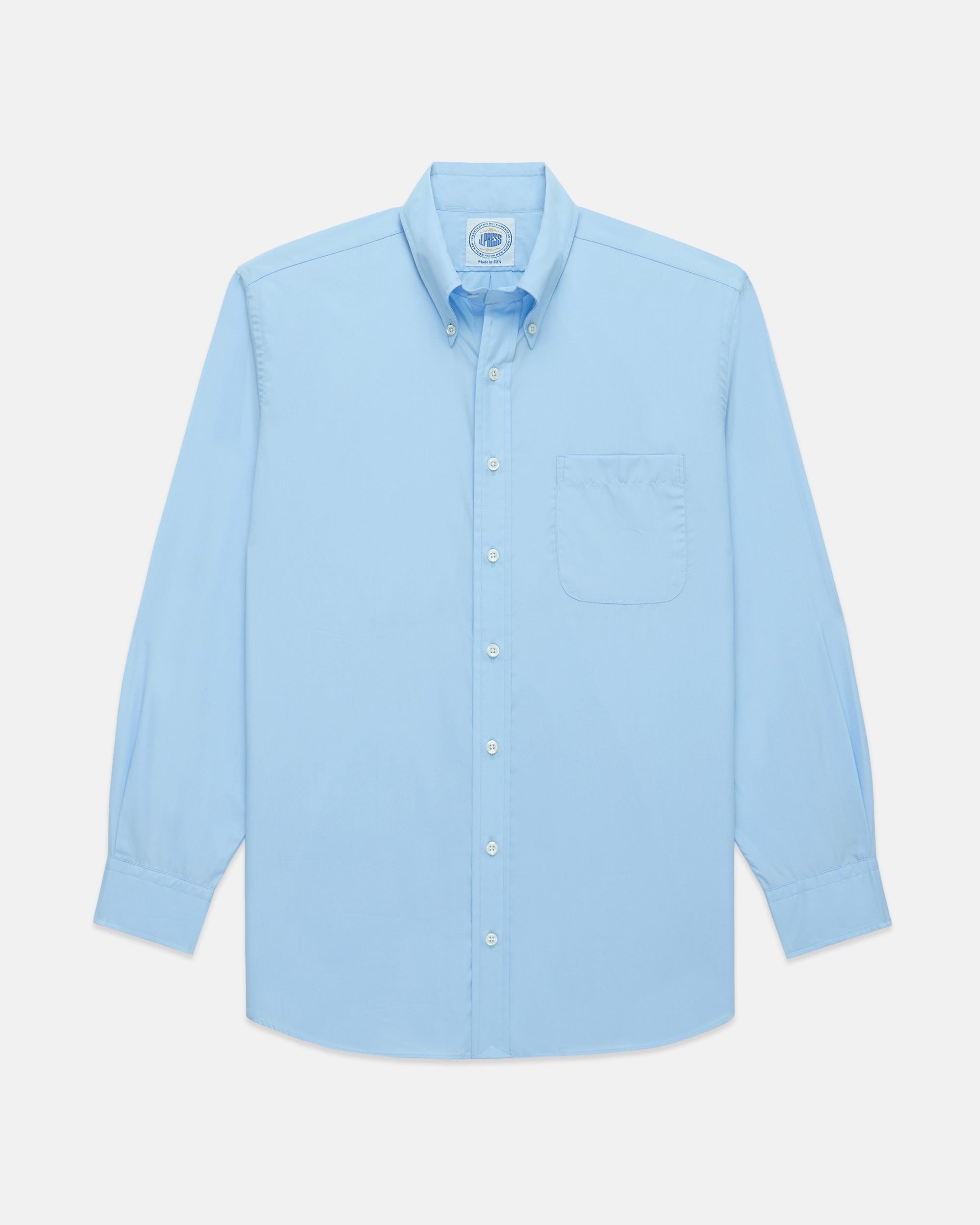 Made-in-USA Thomas Mason Blue Broadcloth Button Down Shirt - Classic Fit