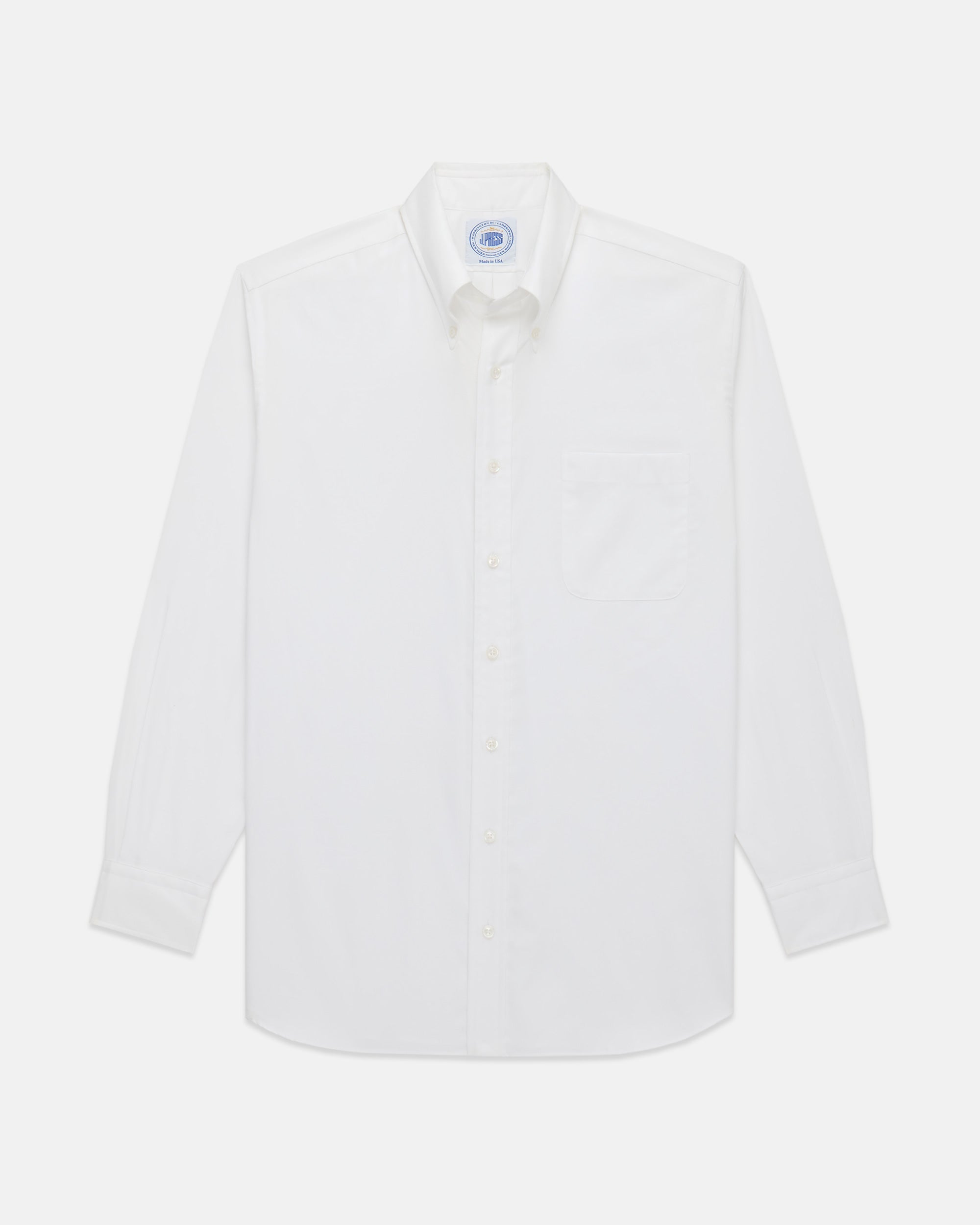 Made-in-USA Thomas Mason White Royal Oxford Button Down Shirt - Classic Fit
