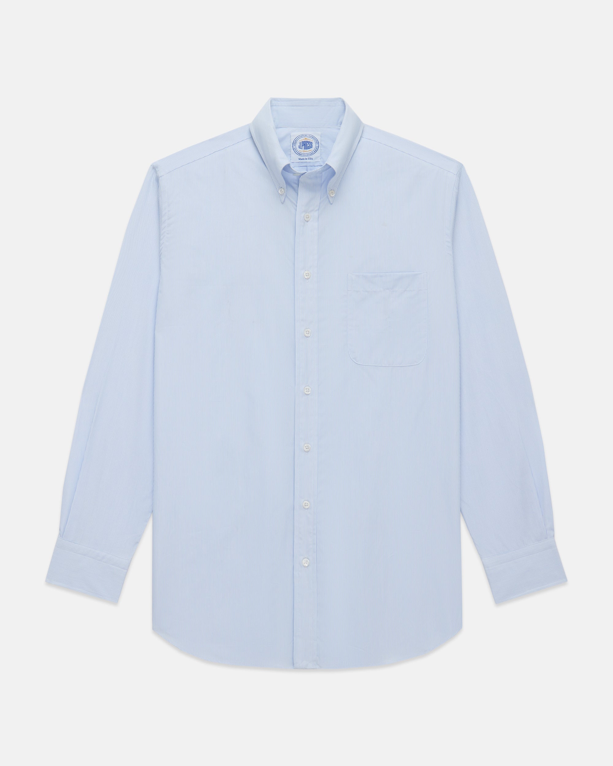 Thomas Mason Blue Pinstripe Button Down Shirt - Regular Fit | J. PRESS