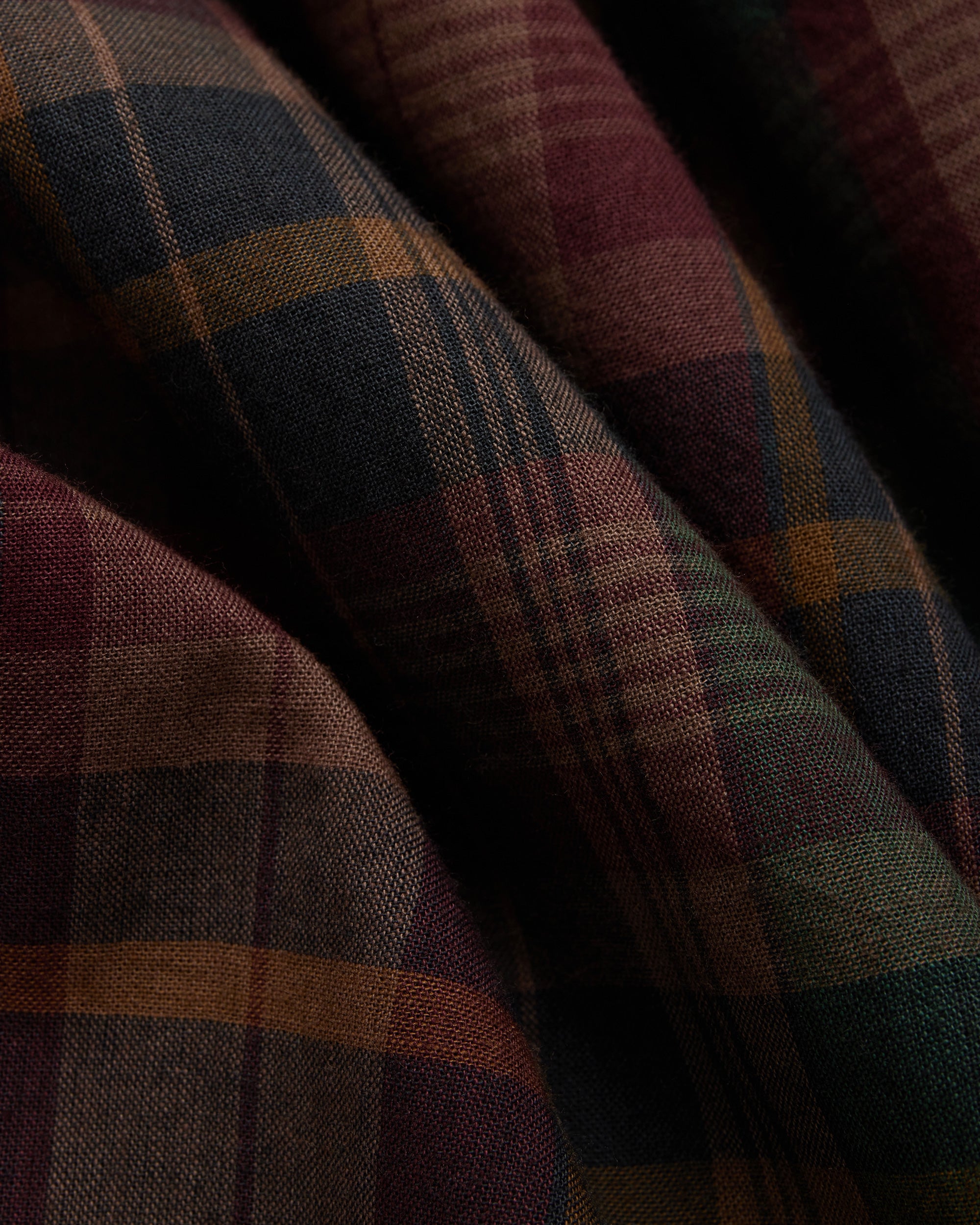 Burgundy, Green & Navy Overdyed Madras Button Down Shirt - Classic Fit