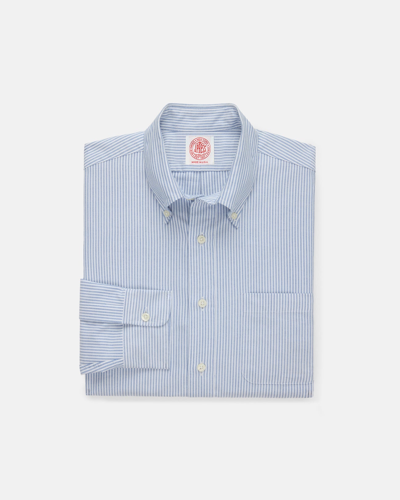 Made-in-USA Blue University Stripe Oxford Cloth Shirt - Regular Fit