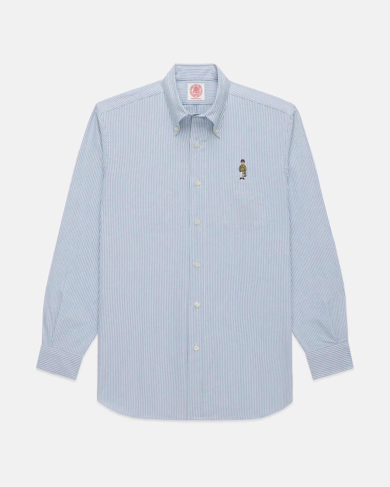 Made-in-USA "Ivy Guy" Blue Striped Oxford Cloth Sport Shirt - Classic Fit