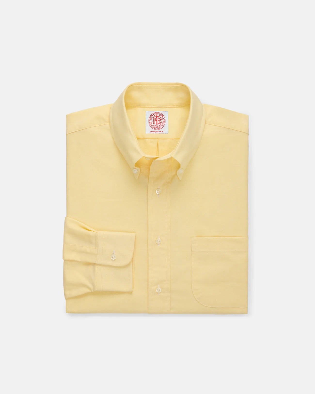 【YELLOW】B.D. Pullover Classic-fit Oxford Stripe Made-in-USA Yellow & Blue Alternating Stripe Oxford Dress Shirt - Clas