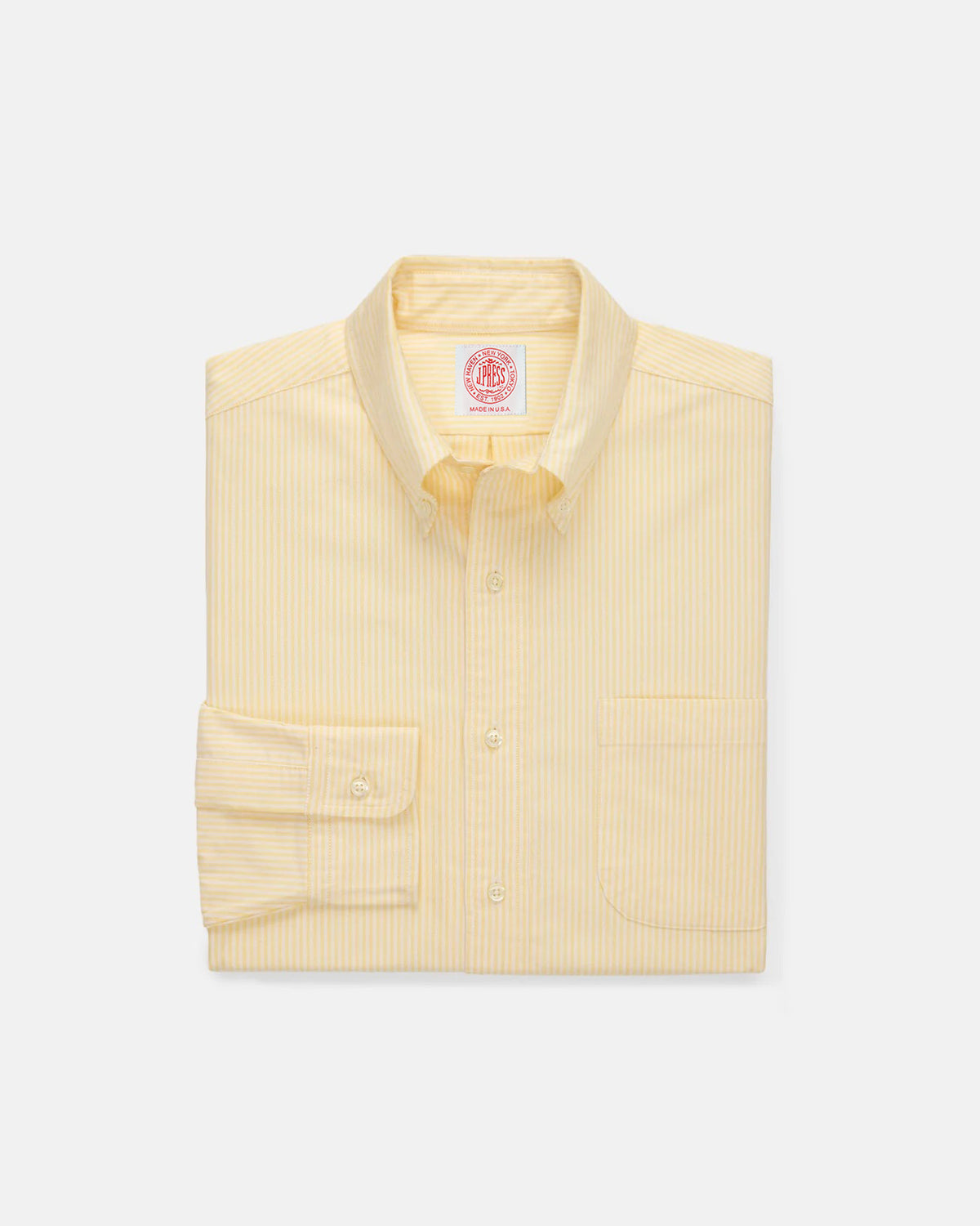 Made-in-USA Yellow University Stripe Oxford Cloth - Regular Fit