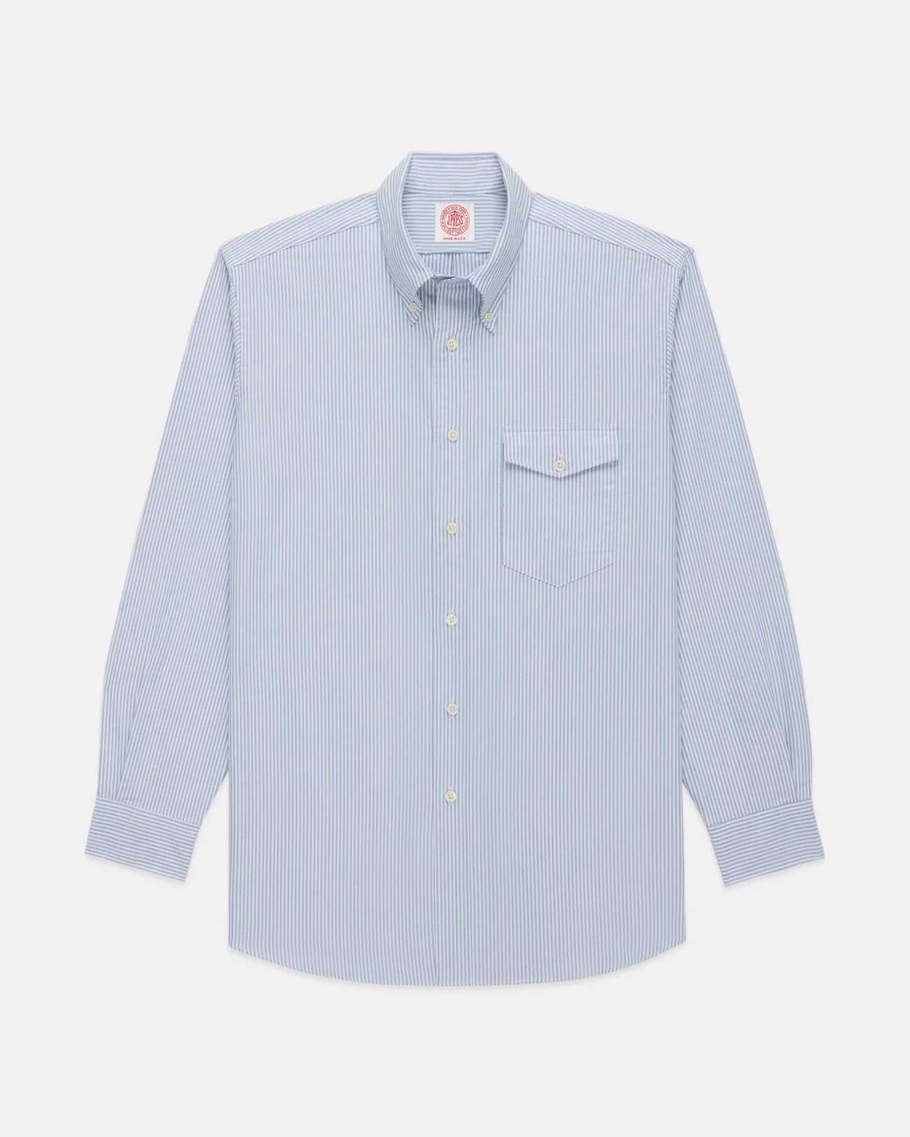 Made-in-USA Flap Pocket Blue University Stripe Oxford Cloth Shirt - Cl