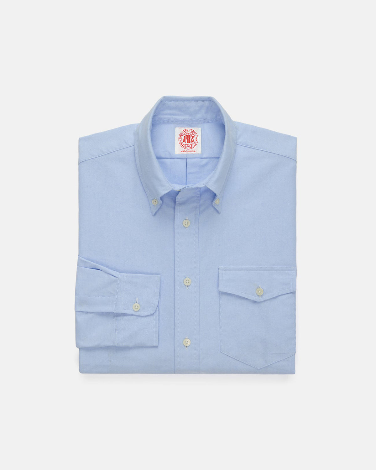 Made-in-USA Flap Pocket Blue Oxford Cloth Button Down Shirt