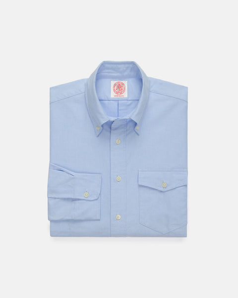 Made-in-USA Flap Pocket Blue Oxford Cloth Button Down Shirt - Classic