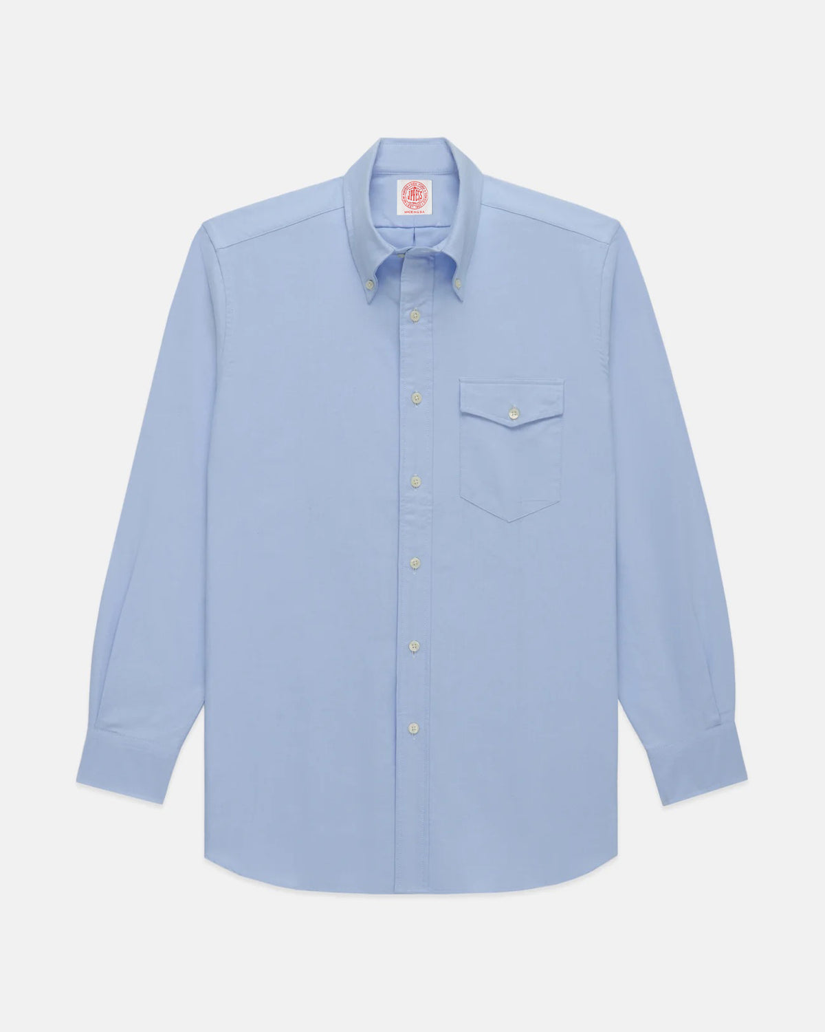 Made-in-USA Flap Pocket Blue Oxford Cloth Button Down Shirt