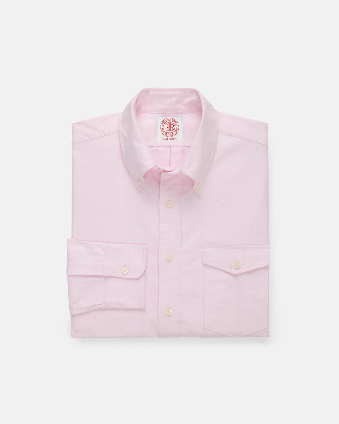 Made-in-USA Flap Pocket Pink Oxford Cloth Button Down Shirt - Regular Fit