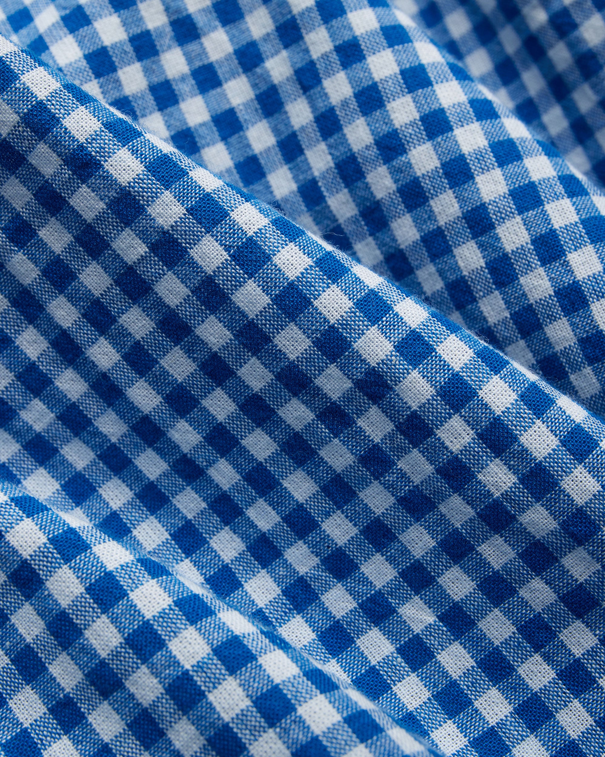 Blue & White Gingham Short Sleeve Sport Shirt - Classic Fit
