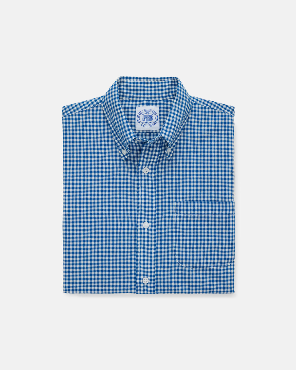 Blue & White Gingham Short Sleeve Sport Shirt