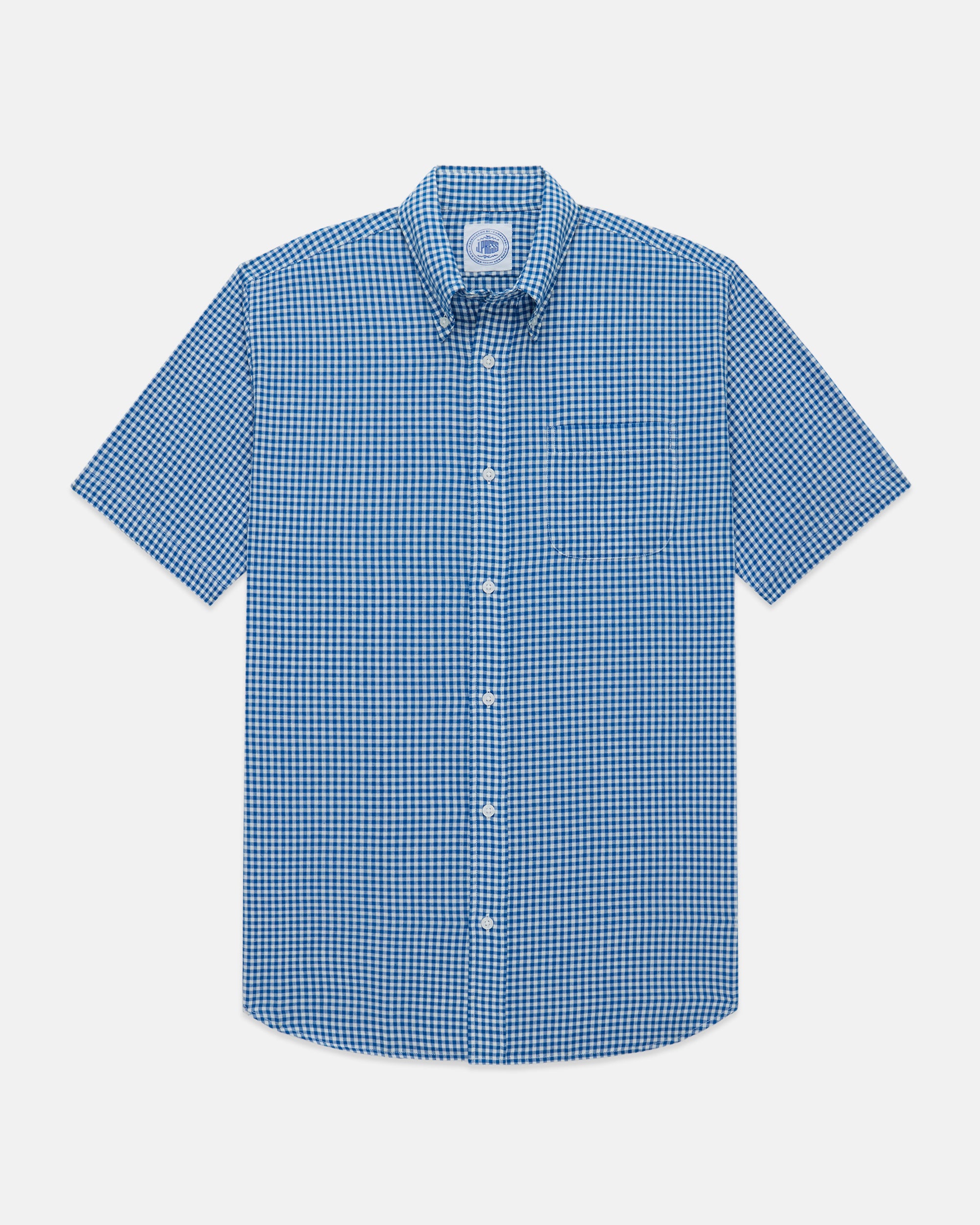Blue & White Gingham Short Sleeve Sport Shirt - Classic Fit