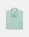 Green Check Cotton/Linen Short Sleeve Sport Shirt - Classic Fit