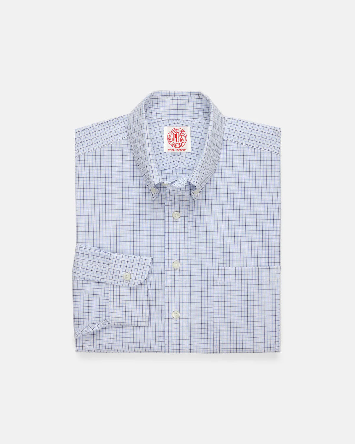 Made-in-Canada Navy & Light Blue Tattersall Button Down Shirt