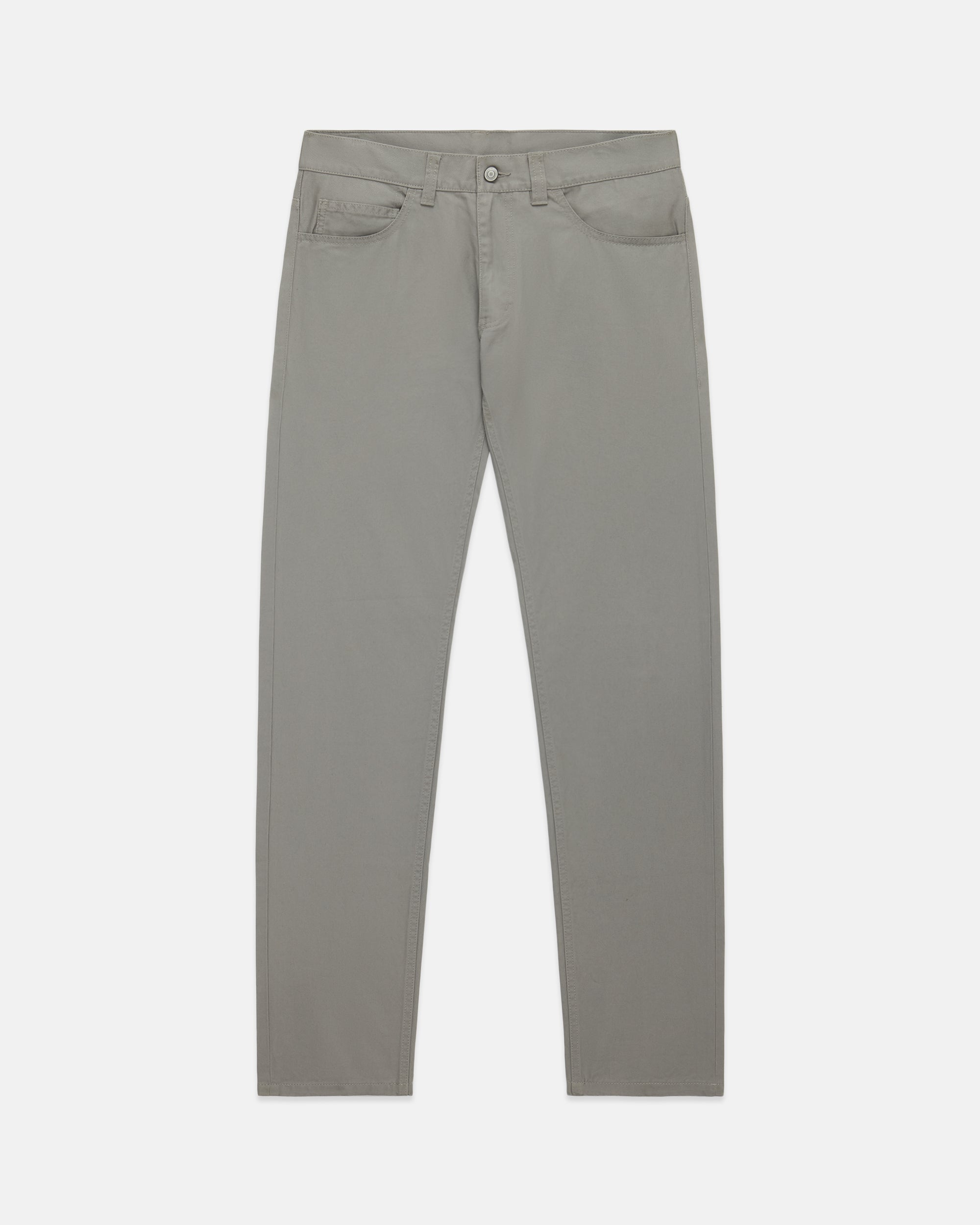 Light Grey 5-Pocket Twill Pant - Trim Fit