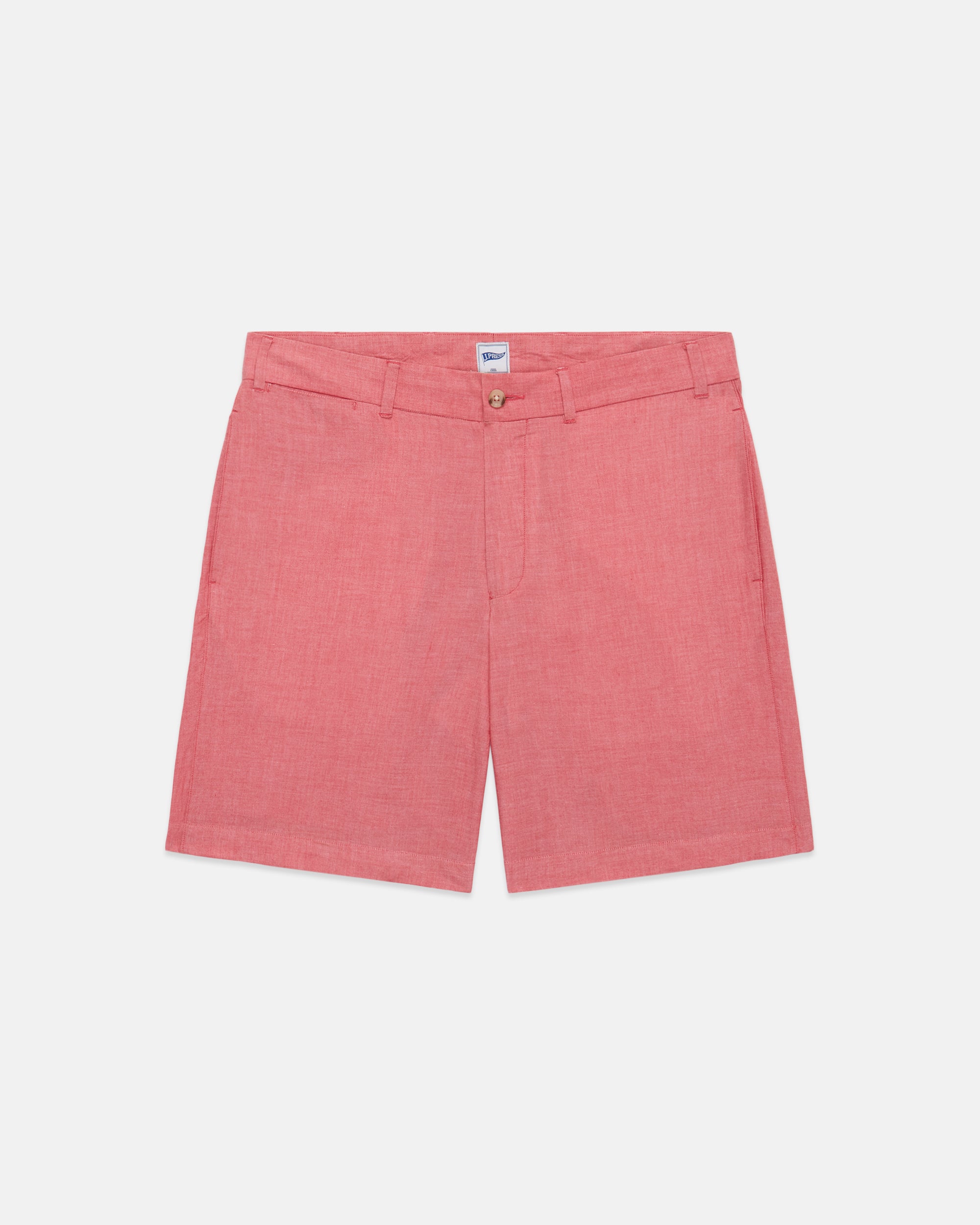Red Cotton Chambray Shorts