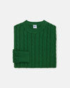 Green Linen-Cotton Cableknit Sweater - Trim Fit