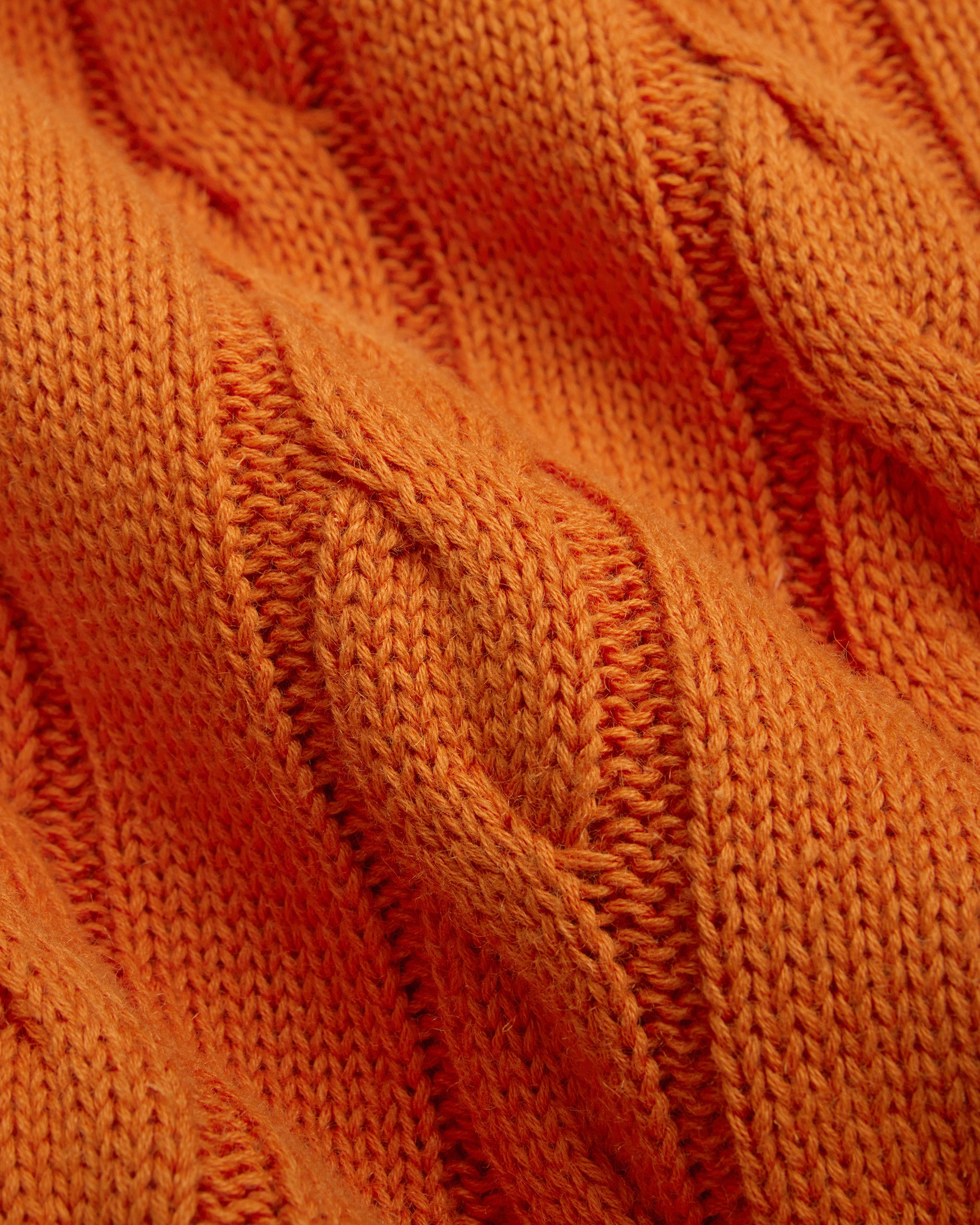 Orange Linen-Cotton Cable Knit Sweater - Trim Fit